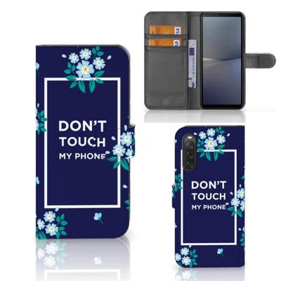 Sony Xperia 10 V Portemonnee Hoesje Flowers Blue DTMP Sony Xperia 10 V Portemonnee Hoesje Flowers Blue DTMP