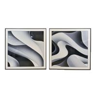 Schilderij Home ESPRIT Wit Zwart Abstract Modern 80 x 3,5 x 80 cm (2 Stuks) - thumbnail