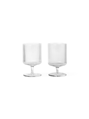 Ferm Living Ripple Wijnglas - set van 2 - Transparant