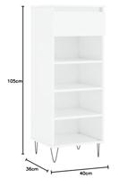 Schoenenkast 40x36x105 cm bewerkt hout hoogglans wit - thumbnail