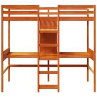 Hoogslaper met bureau en schappen grenenhout wasbruin 90x200cm - thumbnail