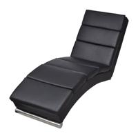 Chaise longue kunstleer zwart - thumbnail
