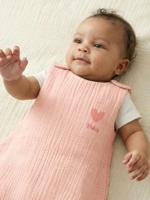 Zomerslaapzak zonder voering in biologisch katoenen gaas*, personaliseerbaar koraal - thumbnail