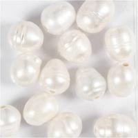 Creativ Company Zoetwaterparels, in de lengte geperforeerd, d 9-11 mm, gatgrootte 2 mm, parelmoer, 13 stuk/ 1 doos - thumbnail