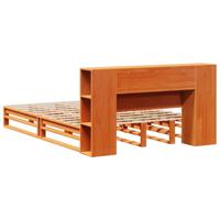 Bed met boekenkast zonder matras hout wasbruin 140x190 cm - thumbnail