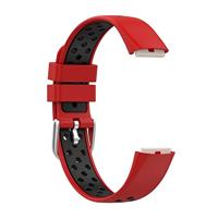 Fitbit Luxe - Siliconen sportbandje - Maat: Large - Rood + zwart - thumbnail