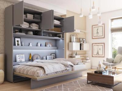 Opklapbed CONCEPTION PRO 120x200 cm mat grijs (horizontaal) met opzetkast Opklapbed CONCEPTION PRO 120x200 cm mat grijs (horizontaal) met opzetkast