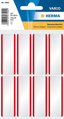 Naambadge etiket herma 1902 54x19mm wit rood 16st
