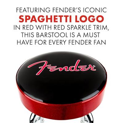 Fender Red Sparkle Logo Barstool 30" zwart-rood-chroom gitaarkruk (76 cm)