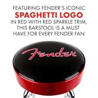 Fender Red Sparkle Logo Barstool 30" zwart-rood-chroom gitaarkruk (76 cm) - thumbnail