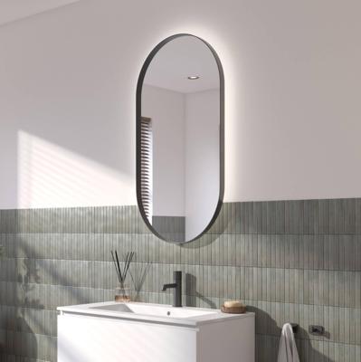 Ben Vita ovale spiegel met LED verlichting en anti-condens 50x100 cm Mat Zwart