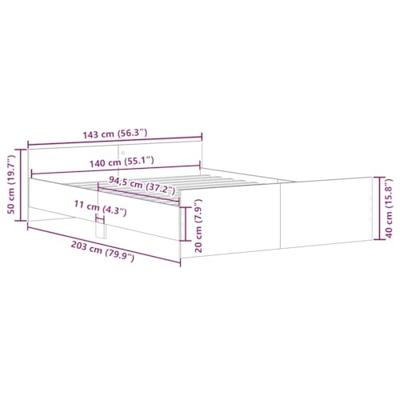 Bedframe met hoofd- en voeteneinde betongrijs 140x200 cm