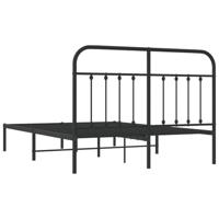 Bedframe met hoofdbord metaal zwart 140x200 cm - thumbnail