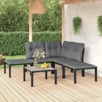 6-delige Loungeset poly rattan zwart en grijs - thumbnail