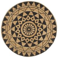 VidaXL Vloerkleed handgemaakt met zwarte print 120 cm jute - thumbnail