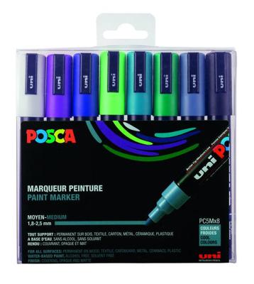 Paintmarker uni posca pc5m m 8st koele kleuren Paintmarker uni posca pc5m m 8st koele kleuren