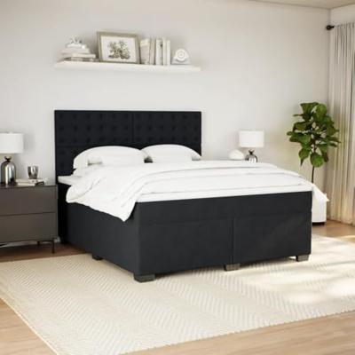 Boxspring met matras fluweel zwart 180x200 cm