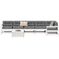 7-delige Loungeset massief grenenhout wit - thumbnail