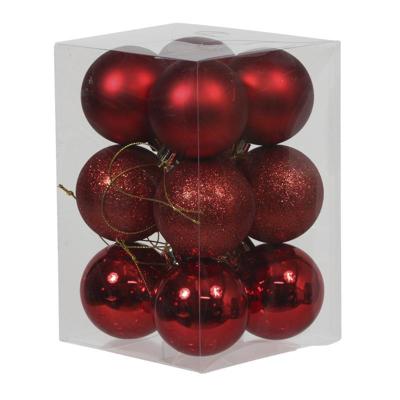 Othmar Decorations Kerstballen - 12x st - rood - D6 cm - kunststof - Othmar Decorations Kerstballen - 12x st - rood - D6 cm - kunststof -