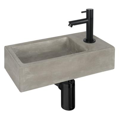 Differnz Ravo fonteinset - 38.5x18.5x9cm - Rechthoek - 1 kraangat - Recht matte zwarte kraan - beton donkergrijs 38.400.97 Differnz Ravo fonteinset - 38.5x18.5x9cm - Rechthoek - 1 kraangat - Recht matte zwarte kraan - beton donkergrijs 38.400.97