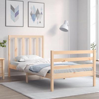 Bedframe met hoofdbord massief hout