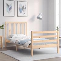 Bedframe met hoofdbord massief hout - thumbnail