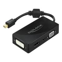 Delock 62073 Mini DisplayPort 1.2 Adapter naar VGA / HDMI / DVI / Audio female 4K Passief zwart - thumbnail