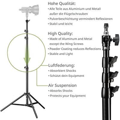 Bresser 2x BR-TP240 Pro Lampstatief 240cm + tas