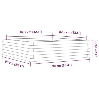 VidaXL Plantenbak 90x90x23 cm massief grenenhout wasbruin
