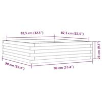Plantenbak 90x90x23 cm massief grenenhout wasbruin - thumbnail