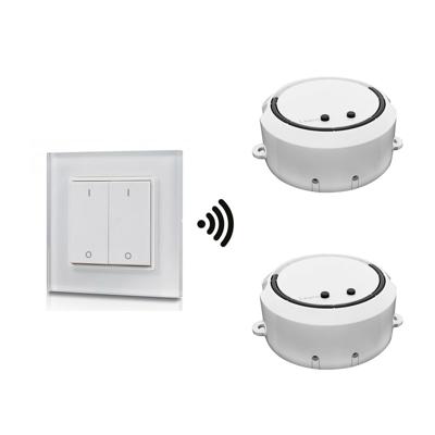2x LED dimmer/ontvanger - Draadloos - Incl. wit frame met 2-kanaals drukknop - Geschikt voor inbouw & opbouw - Maximaal 200 Watt