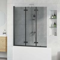 VidaXL Douche omhulsel zwart 130 x 138 cm esg-glas en aluminium - thumbnail
