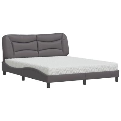 Bed met matras kunstleer grijs 180x200 cm - thumbnail