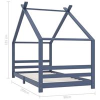 Kinderbedframe massief grenenhout grijs 90x200 cm - thumbnail