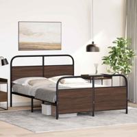 Bedframe zonder matras metaal bruin eikenkleurig 140x190 cm - thumbnail