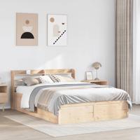 Bedframe met hoofdbord massief grenenhout wit 140x200 cm - thumbnail