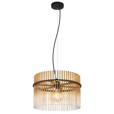 Globo Zwarte hanglampGorley met amberglas Ø 40cm - 15698HA