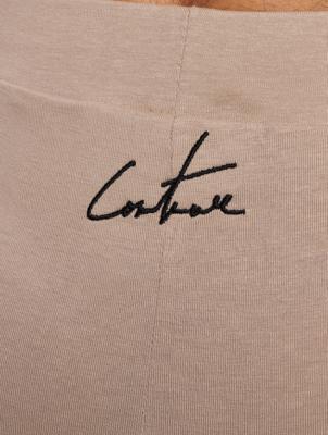 Couture Club Graphic Label Detail Cycling Korte Broek Dames Beige - Maat XS - Kleur: Zwart | Soccerfanshop