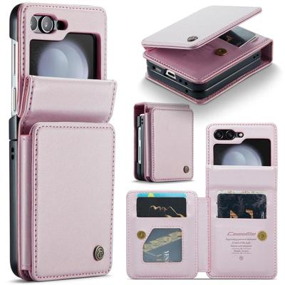 CaseMe Samsung Galaxy Z Flip 7 FE / Z Flip6 PU Leren Backcover hoesje met kaarthouder - Lichtroze