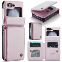 CaseMe Samsung Galaxy Z Flip 7 FE / Z Flip6 PU Leren Backcover hoesje met kaarthouder - Lichtroze - thumbnail