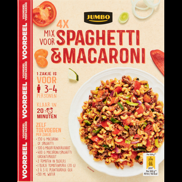 Jumbo Spaghetti & Macaroni Mix 4 x 40 g Voordeelverpakking