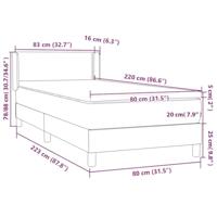 Boxspring met matras fluweel lichtgrijs 80x220 cm - thumbnail