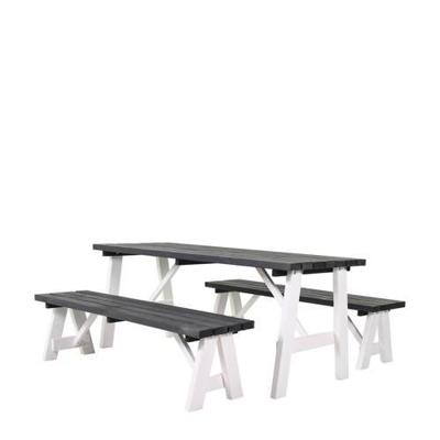 Rodeo houten picknicktafel wit/grijs