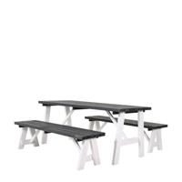 Rodeo houten picknicktafel wit/grijs - thumbnail