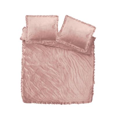 RoyalTextile - Velvet Ruffles Dekbedovertrek - Oud Roze - 200 x 220