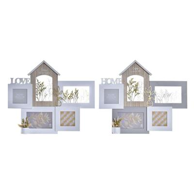 Fotolijsten DKD Home Decor Love Home Hout Bloem Natuurlijk (46 x 3 x 39 cm) (2 Stuks)