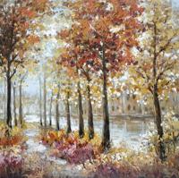 Schilderij - Handgeschilderd - Wandeling 100x100cm - thumbnail