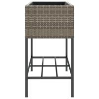 VidaXL Plantenbakken met schap 2 st 90x40x75 poly rattan grijs - thumbnail