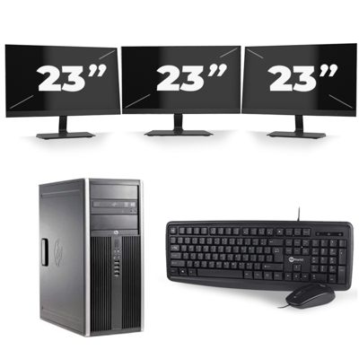 HP Compaq Elite 8300 Micro Tower - Intel Core i7-3e Generatie - 16GB RAM - 256GB SSD - Windows 10 + 3x 23 inch Monitor