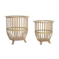 Plantenbakkenset DKD Home Decor 35 x 35 x 37 cm Natuurlijk Lichtbruin Bamboe - thumbnail